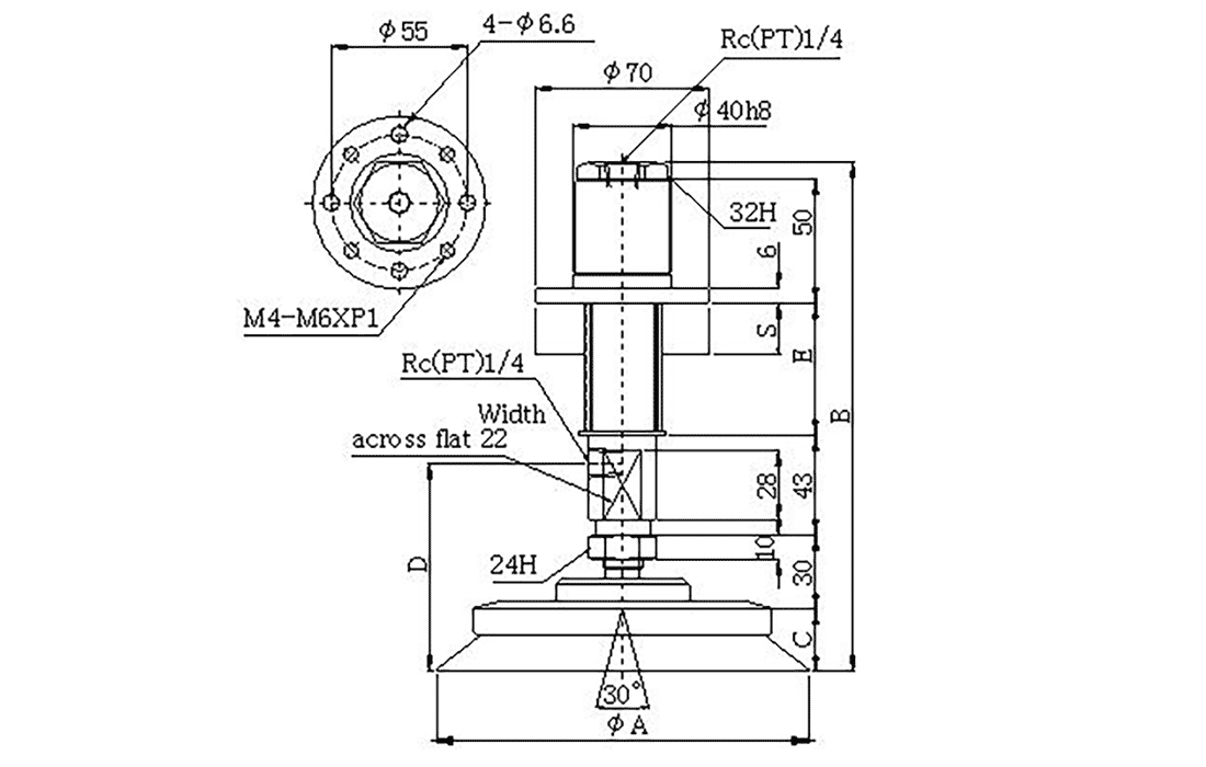 Horizontal-vacuum-outlet spring type (type YSB)